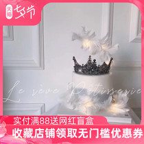 Cake decoration Baroque black crown small red book net red crystal queen crown cake decoration