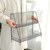 ins Nordic wrought iron storage rack dormitory desktop double-layer cosmetics snack rack bedroom bathroom rack