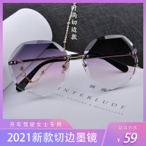 2021 new cutting edge sunglasses female Han version Tidal Round Face Star Tennis Red Contempore Retro Original Juku Sunglasses Glasses
