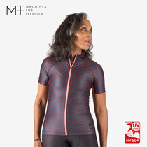 MFF ENDURANCE AUBERGINE MODERN WOMENS SPRING SUMMER AND AUTUMN SHORT-SLEEVED BREATHABLE CYCLING SUIT TOP