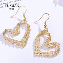 Creative handmade diy lace love earrings simple heart-shaped Joker sweet lady earrings earrings hot sale