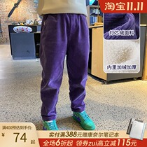 Girls plus velvet pants 2021 new foreign style thick children corduroy casual pants