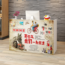 Retro bar cashier shop small counter creative commercial cashier table simple modern front desk reception desk