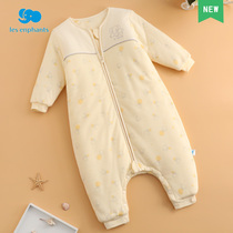 Libaby room Autumn and winter baby cotton knitted cotton clip warm two-way zipper split leg sleeping bag baby conjoined home clothes