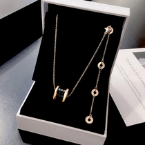 Korean black ceramic necklace titanium steel little red man spring pendant female choker simple Rose Gold Tide brand sweater chain