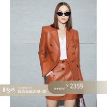 Z boss Polman classic French style Morden fine print Thick Sheep Leather West Furnishing Height Waist Cut Jacket Woman