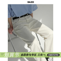 DAZO White Jeans Men Ins Spring Autumn Casual 90% Pants Boomers Loose Straight Drum Pants Handsome 100 hitch