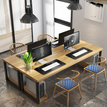 loft solid wood desk American staff computer desk staff desk office table simple solid wood table
