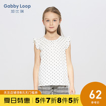 Gabriel childrens clothing summer New Girls round neck pullover shirt
