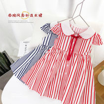 Childrens Clothing Girls  dresses Summer foreign style little girl College style doll dress Childrens Korean princess striped dress