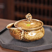Retro - wood - firewood and pot pure hand - made ceramic bottle pot personality teapot single pot