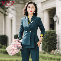 Womens fashion temperament Business suit Womens spring and Autumn irregular suit Formal beauty salon overalls suit