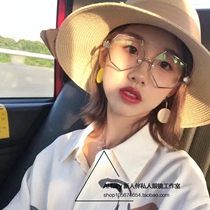 Small white poang kakakakaoo Aqin same flat mirror female pearl nose irregular myopia glasses frame