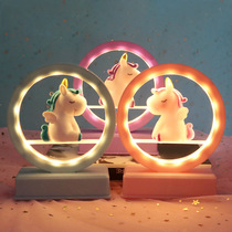 Creative Cute Teenage Girl Hearts Music Luminous Unicorn Girls Small Table Lamp Decorated Room Unicorn Star Lights