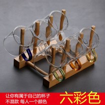 Glass small teacup with handle 6-pack master cup Kung Fu tea set heat-resistant household set Mini tea cup