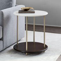 Nordic luxury living room marble sofa side table simple modern creative round metal coffee table