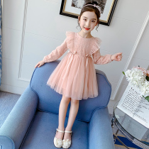 Girl Autumn Dress Dress Dress 2022 New Spring Autumn Children Foreign Air Princess Dresses Big Boy Tennis Red Little Girl Skirt