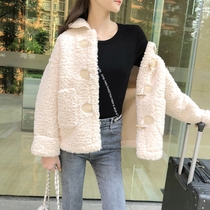 2021 new autumn and winter Lamb hair coat Womens Small short style plus velvet thick leather wool one lamb Velvet