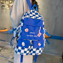 Junior high school girl Han version of high school students 2022 Early spring new plaid backpack casual college student double shoulder bag