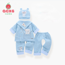 Colorful watermelon newborn thin cotton coat set male baby cotton jacket female baby spring and autumn cotton jacket three-piece set