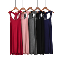 Summer thin nightdress Modal midi dress loose suspenders halter sexy skirt Large size loose