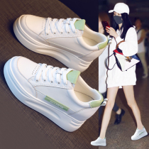 Small white shoes women 2022 spring new summer models 100 hitch students genuine leather thick bottom 8cm small children heightening womens shoes