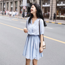 South Korea 2021 summer womens small chiffon dress womens thin and gentle style super fairy waist skirt