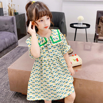 Korean girl dress cotton summer 2021 new childrens clothing female middle child short sleeve skirt foreign baby dress