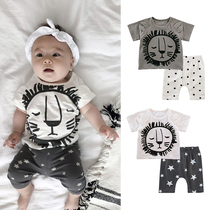 British next kid baby cotton summer two-piece European and American net red foreign style baby split short-sleeved suit trendy