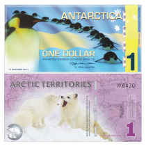 New UNC Antarctic and Arctic 元 1 Commercial Commemorative Plastic Note Pair of foreign coins