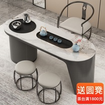 Simple Rock Board Tea Table Home Living Room Tea Table Light Extravagant small family Balcony Stainless Steel Kutian Tea Table Office Desk