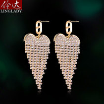 Lingda earrings long tassel earrings fashion temperament exaggerated earrings ins personality small microwave hanging thin Willow