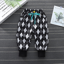 Boy long pants 2022 new baby Harun pants casual pants kid pants child handsome gas spring clothing plaid pants tide