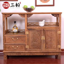 Sanyun mahogany furniture sideboard Chinese solid wood tea cabinet chicken wing wood locker antique porch cabinet bowl cabinet