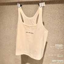 (Official direct mail) SMFK ivory graphite black elastic sports slim vest yoga sling T-shirt
