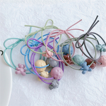 Homemade cream acrylic bear beads high elastic girl hair rope Hairband head rope