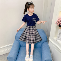 Plaid half body dress girl skirt CUHK Scout girl little girl child long dress jk summer pleats in a long style suit