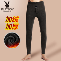 Playboy mens warm pants mens velvet thickened autumn pants tight youth cotton pants base wool pants velvet pants winter