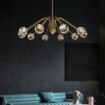 Lanpu postmodern chandelier All copper light luxury Simple Nordic living room Dining room Bedroom Crystal lamps Molecular lights Atmospheric