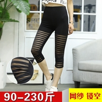 Underpants Womens thin section Summer 7 Pants Outside Wearing Modale Big Code Fat Mm Elastic Mesh Yarn High Waist Seven Pants