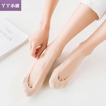 2021 new socks womens ice silk cotton socks silicone anti-off seamless boat Socks womens invisible socks womens sweat absorption breathable shallow mouth