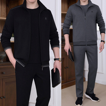 2022 Spring Autumn New Cotton Medium Geriatric Sports Suit Mens Pure Color Dads Jersey Sweatshirt Running Casual Wear