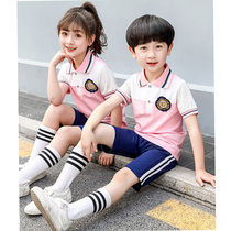 Primary school uniforms suit Summer pure cotton sports clothes Children Inumbent class Pink Kindergarten Garden Suit Summer Load