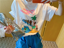 BORAKOO Korea Dongdaemun 2019 Summer on the other side of the mountain and the other side of the sea ~ Cartoon short-sleeved T-shirt