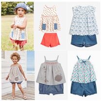 (Spot) British Next Girl Baby Girl Big Girl Summer Harnesses Short Sleeve Shorts Insect pieces Two sets