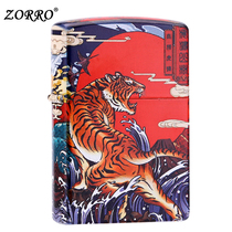 zorro zorro kerosene lighter color printing Tiger Xiao Shan Lin Guochao lighter wind-proof personality creative men domestic