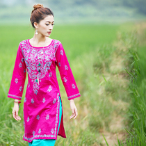 India imported pure hand embroidered ethnic womens coat long thin spring summer clothing India and Pakistan style
