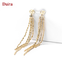 925 silver needle long tassel fashion atmospheric earrings Korean temperament Net red suitable for annual clothes with earrings