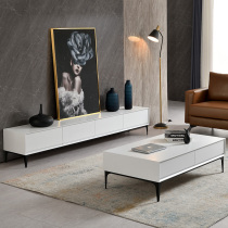 Modern minimalist TV cabinet coffee table combination Nordic size living room furniture white TV cabinet floor cabinet