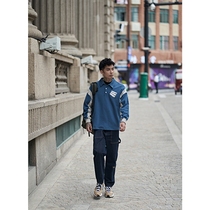 Furnace 2021 autumn color long sleeve polo shirt sweater mens trend overcoat Japanese casual lapel coat